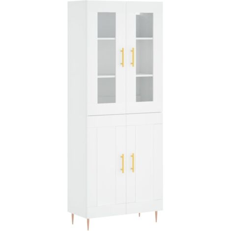 vidaXL Credenza Bianca 69,5x34x180 cm in Legno Multistrato