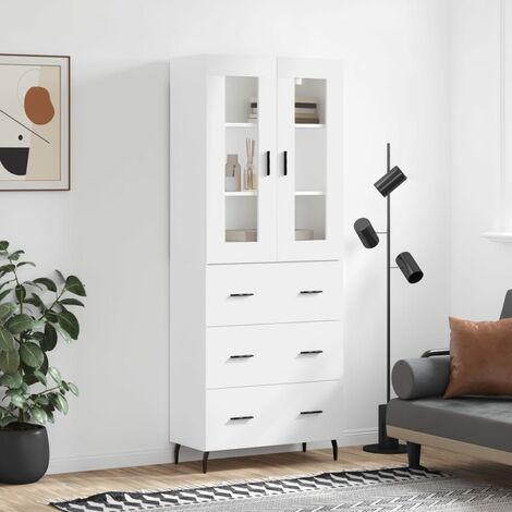 vidaXL Credenza Bianca 69,5x34x180 cm in Legno Multistrato
