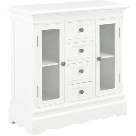 vidaXL Credenza Bianca 70x28x70 cm in Legno Massello di Pino
