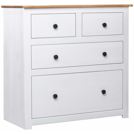 vidaXL Credenza Bianca 80x40x83 cm in Legno Massello di Pino Panama