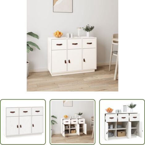 vidaXL Credenza bianca -  Credenza Bianca 100x40x75 cm in Legno Massello di Pino