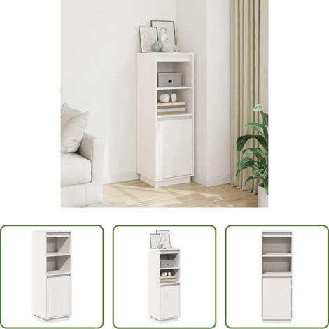 vidaXL Credenza bianca -  Credenza Bianca 37x34x110 cm in Legno Massello di Pino