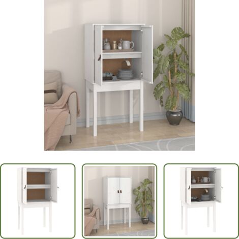 vidaXL Credenza bianca -  Credenza Bianca 60x40x120 cm in Legno Massello di Pino