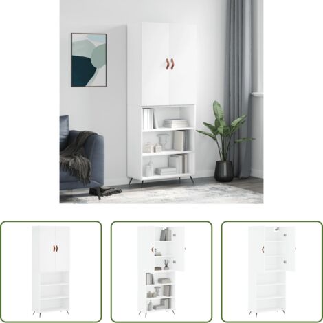 vidaXL Credenza bianca -  Credenza Bianca 69,5x34x180 cm in Legno Multistrato