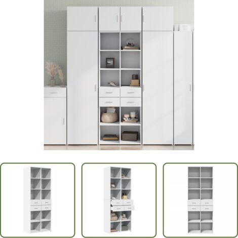 vidaXL Credenza bianca -  Credenza Bianca 70x42,5x185 cm in Legno Multistrato