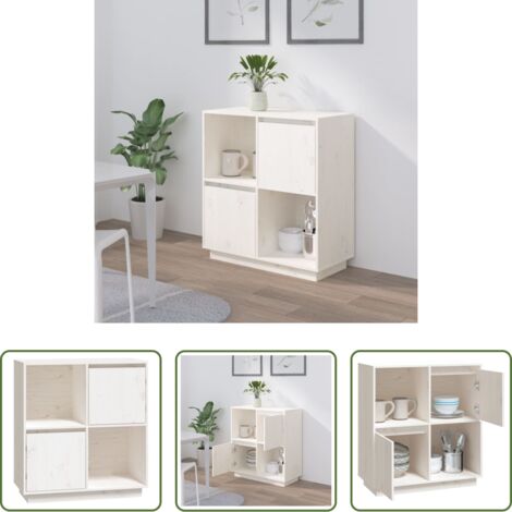 vidaXL Credenza bianca -  Credenza Bianca 74x35x80 cm in Legno Massello di Pino