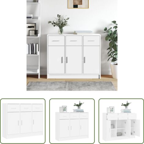 vidaXL Credenza bianca -  Credenza Bianca 91x28x75 cm in Legno Massello di Acacia