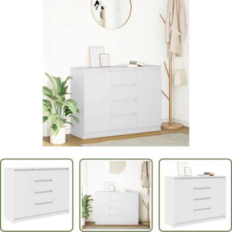 vidaXL Credenza bianca -  Credenza con Cassetti Bianco 100,5x35x76cm in Legno Multistrato