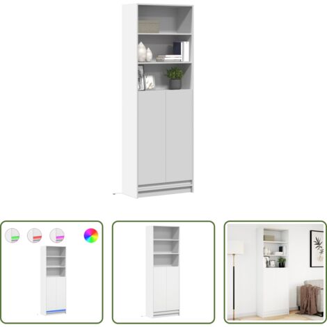 vidaXL Credenza bianca -  Credenza con LED Bianca 69x32,5x200 cm in Truciolato