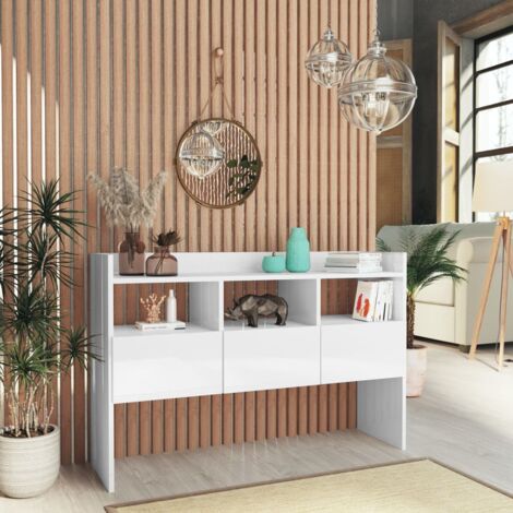 vidaXL Credenza Bianco Lucido 105x30x70 cm in Legno Multistrato