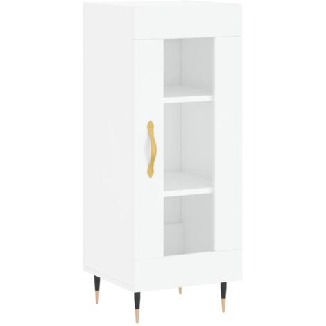 vidaXL Credenza Bianco Lucido 34,5x34x90 cm in Legno Multistrato