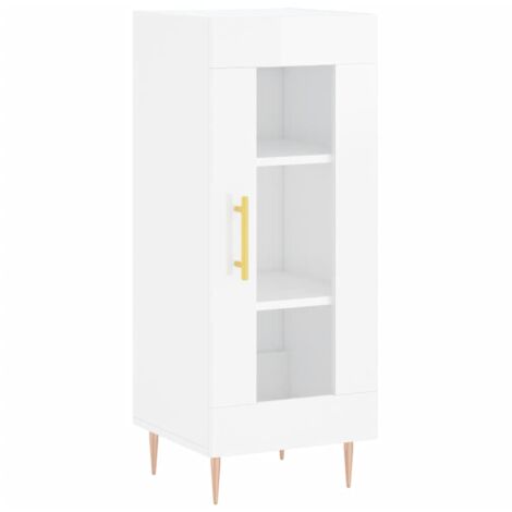 vidaXL Credenza Bianco Lucido 34,5x34x90 cm in Legno Multistrato