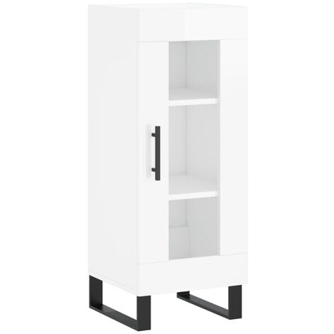 vidaXL Credenza Bianco Lucido 34,5x34x90 cm in Legno Multistrato