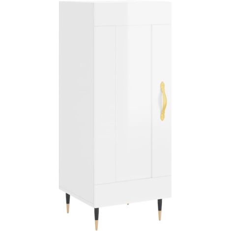 vidaXL Credenza Bianco Lucido 34,5x34x90 cm in Legno Multistrato