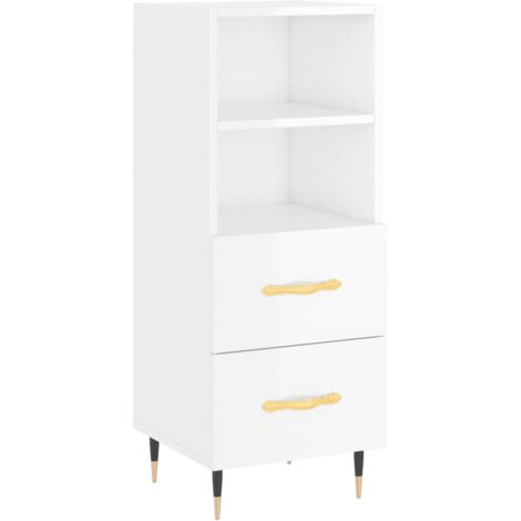 vidaXL Credenza Bianco Lucido 34,5x34x90 cm in Legno Multistrato