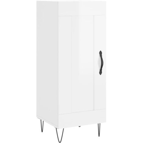 vidaXL Credenza Bianco Lucido 34,5x34x90 cm in Legno Multistrato
