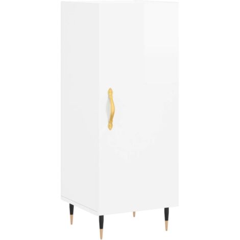 vidaXL Credenza Bianco Lucido 34,5x34x90 cm in Legno Multistrato