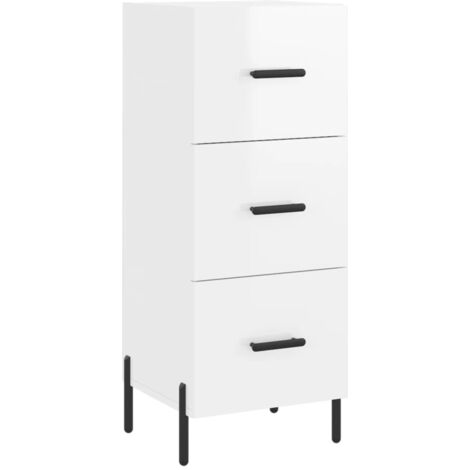 vidaXL Credenza Bianco Lucido 34,5x34x90 cm in Legno Multistrato