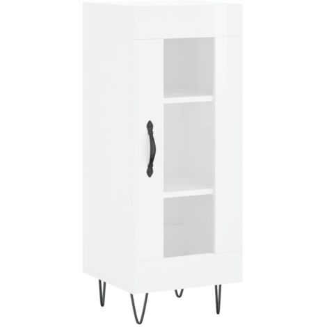vidaXL Credenza Bianco Lucido 34,5x34x90 cm in Legno Multistrato