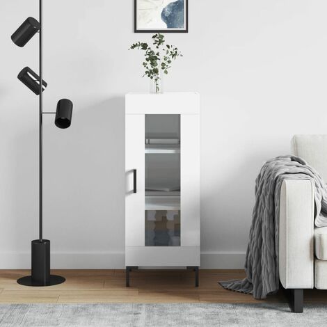 vidaXL Credenza Bianco Lucido 34,5x34x90 cm in Legno Multistrato