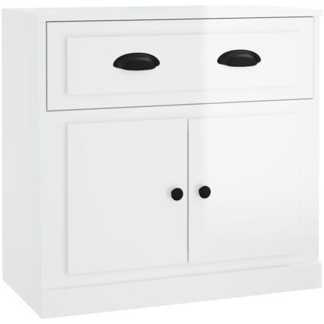 vidaXL Credenza Bianco Lucido 70x35,5x67,5 cm in Legno Multistrato