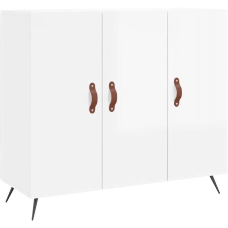 vidaXL Credenza Bianco Lucido 90x34x80 cm in Legno Multistrato