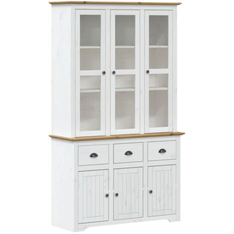vidaXL Credenza BODO 115,5x43x200,5 cm Massello Pino Bianco e Marrone