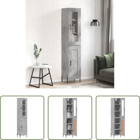 vidaXL Credenza cemento -  Credenza Grigio Cemento 34,5x34x180 cm in Legno Multistrato