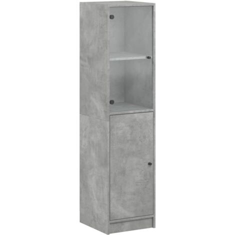 vidaXL Credenza con Anta in Vetro Grigio Cemento 35x37x142 cm