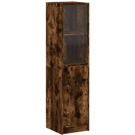 vidaXL Credenza con Anta in Vetro Rovere Fumo 35x37x142 cm