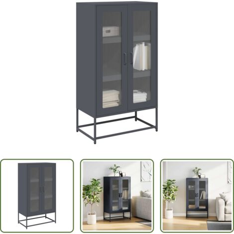 vidaXL Credenza con ante -  Credenza Antracite 68x39x123 cm Acciaio