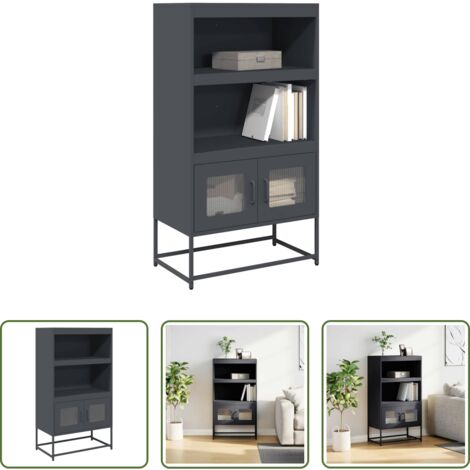 vidaXL Credenza con ante -  Credenza Antracite 68x39x123 cm Acciaio