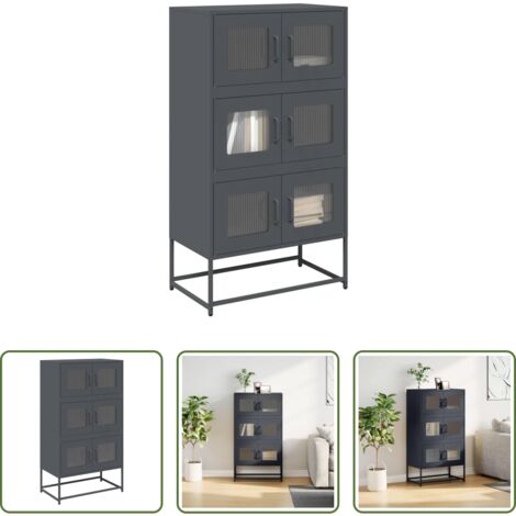 vidaXL Credenza con ante -  Credenza Antracite 68x39x123 cm Acciaio