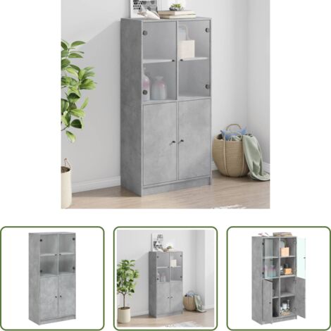 vidaXL Credenza con ante -  Credenza con Ante Grigio Cemento 68x37x142 cm Legno Multistrato
