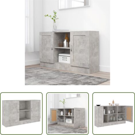 vidaXL Credenza con ante -  Credenza Grigio Cemento 120x30,5x70 cm in Legno Multistrato