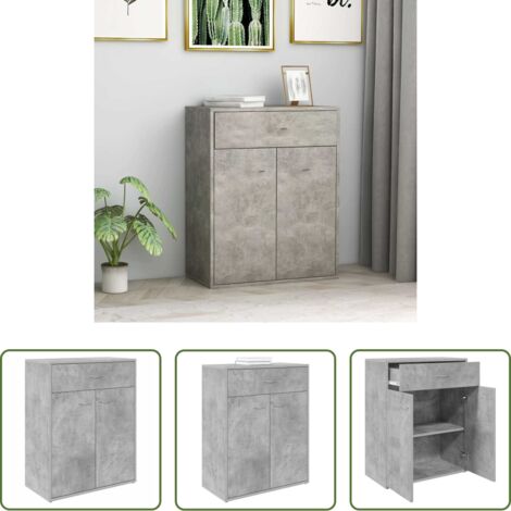 vidaXL Credenza con ante e cassetto -  Credenza Grigio Cemento 60x30x75 cm in Legno Multistrato