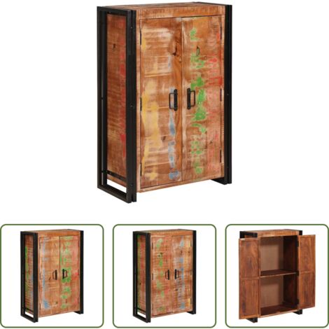 vidaXL Credenza con ante -  Highboard con Ante Marrone Legno Recuperato Massello e Metallo