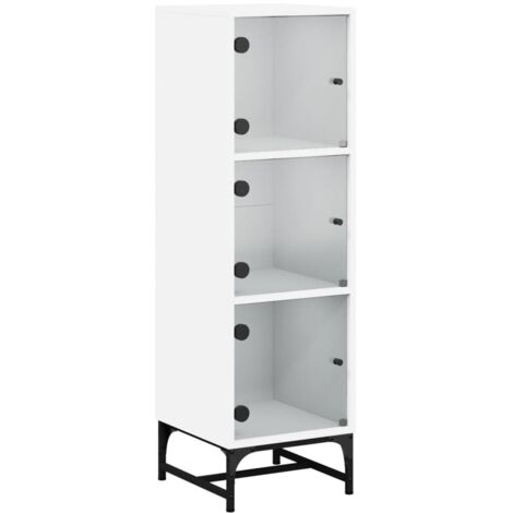 vidaXL Credenza con Ante in Vetro Bianca 35x37x120 cm
