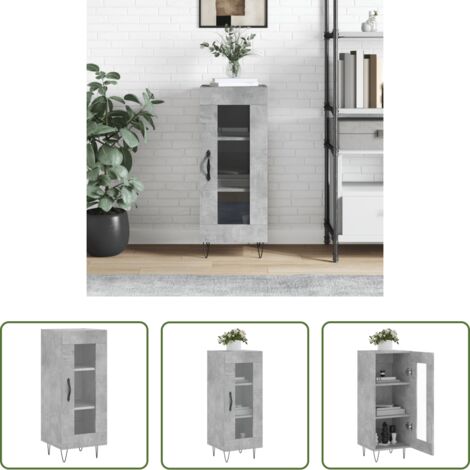 vidaXL Credenza con ante in vetro -  Credenza Grigio Cemento 34,5x34x90 cm in Legno Multistrato