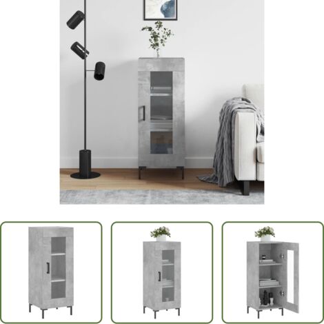 vidaXL Credenza con ante in vetro -  Credenza Grigio Cemento 34,5x34x90 cm in Legno Multistrato