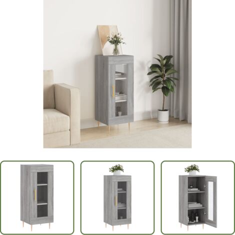 vidaXL Credenza con ante in vetro -  Credenza Grigio Sonoma 34,5x34x90 cm in Legno Multistrato