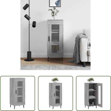 vidaXL Credenza con ante in vetro -  Credenza Grigio Sonoma 34,5x34x90 cm in Legno Multistrato