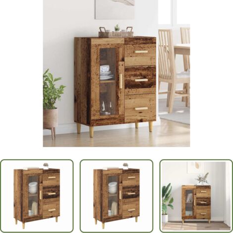 vidaXL Credenza con ante in vetro -  Credenza Legno vecchio 69,5 x 34 x 90 cm Legno multistrato