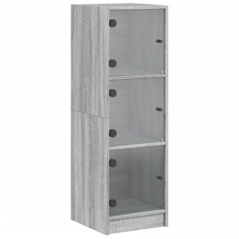 vidaXL Credenza con Ante in Vetro Grigio Sonoma 35x37x109 cm