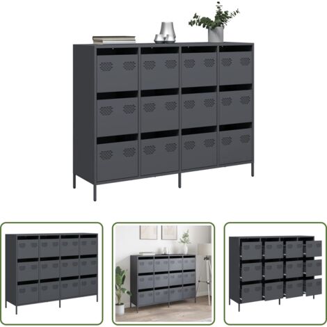 vidaXL Credenza con cassetti -  Credenza Antracite 135x39x103,5 cm in Acciaio Laminato a Freddo