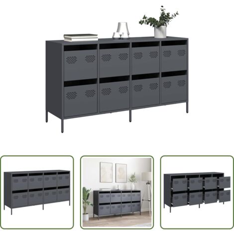 vidaXL Credenza con cassetti -  Credenza Antracite 135x39x73,5 cm in Acciaio Laminato a Freddo