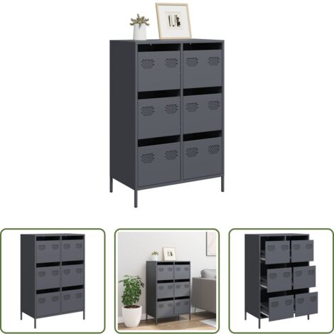 vidaXL Credenza con cassetti -  Credenza Antracite 68x39x101,5 cm Acciaio
