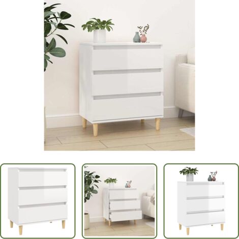 vidaXL Credenza con cassetti -  Credenza Bianco Lucido 60x35x70 cm in Legno Multistrato