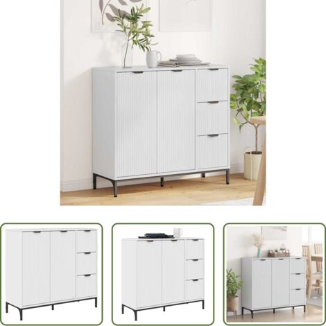 vidaXL Credenza con cassetti -  Credenza Bianco Lucido 89,5 x 33 x 82 cm Legno multistrato