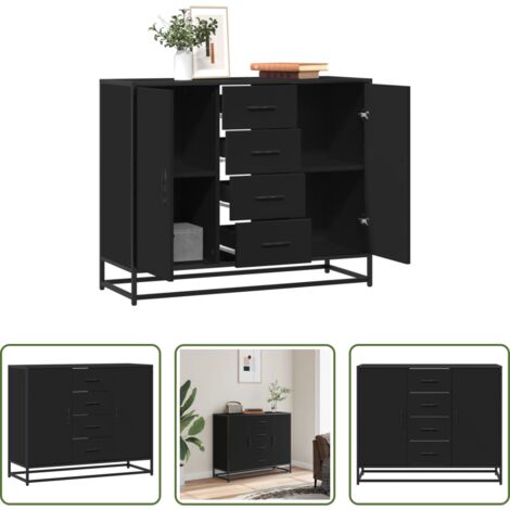 vidaXL Credenza con cassetti -  Credenza Nera 92x35x76 cm in Legno Multistrato